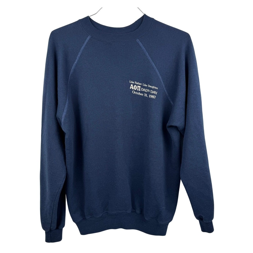 VTG 1987 Hanes Alpha‎ Omicron Pi AOPi Sorority Dads Day Raglan Sweatshirt Large
